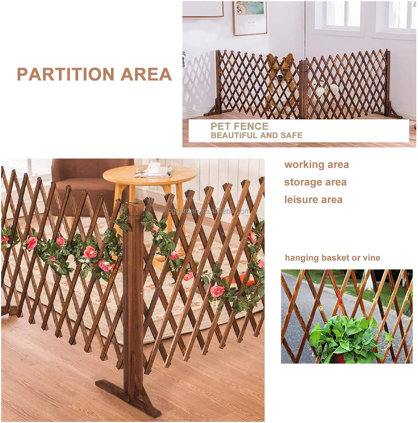 Expandable garden fence buildings wood outdoor patio fencing folding plants flower trellis