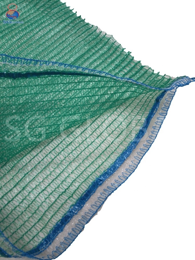 Wholesale 10kg 25kg green plastic raschel knitted drawstring cabage net bag