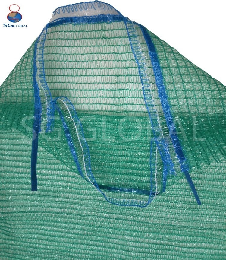 Wholesale 10kg 25kg green plastic raschel knitted drawstring cabage net bag