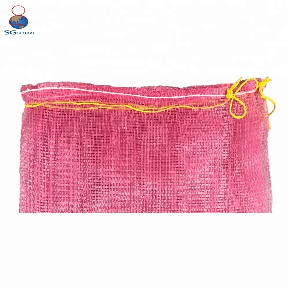 monofilament mesh sack fruit net bag for onion drawstring packaging 10kg 20kg 25kg 50kg Fruit PP leno tubular mesh net lemon bag