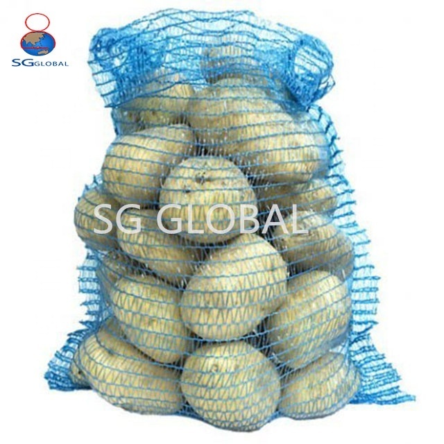 Customized red green violet PE raschel knitted mesh onion bag 25kg