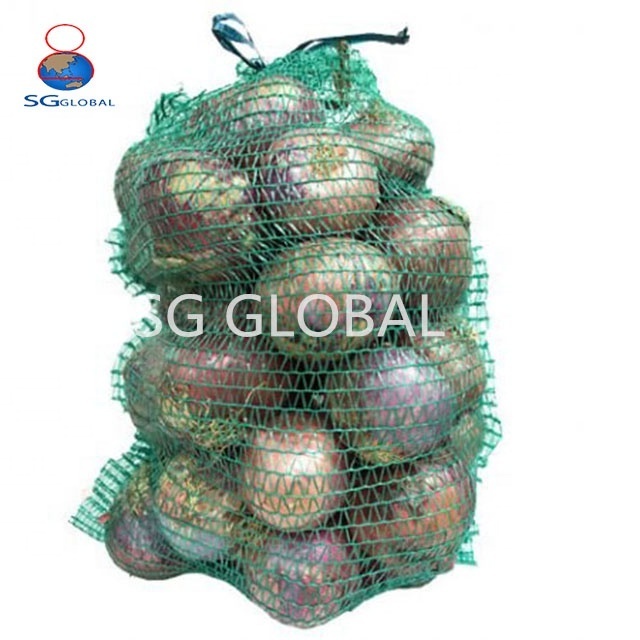 Customized red green violet PE raschel knitted mesh onion bag 25kg