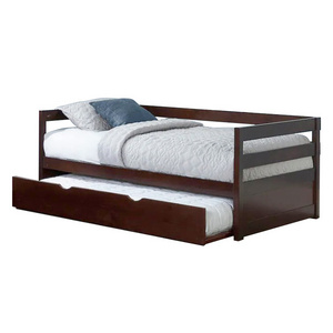 2023 New Design Wooden Daybed For Sale Dark Wooden Single Daybed With Trundle Single Pull Out Bed