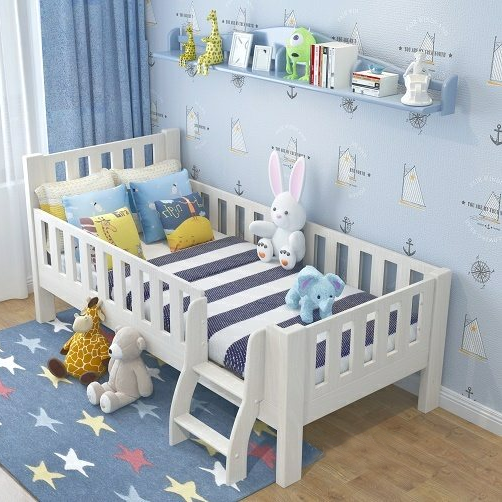 Children Kids Furniture Toddler Single Bed Frame With Fun Ladder Kids Bed Frame With Pullout Bed