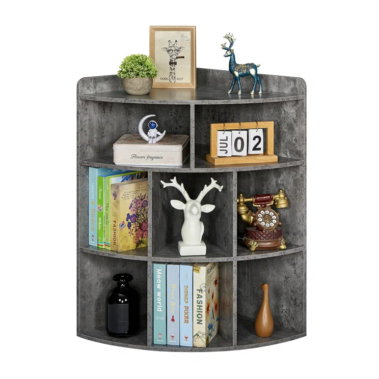 Functional Storage and Display Bookshelf Wooden Corner Bookshelf Bookcase For Home Office Triangle Design Show Shelf