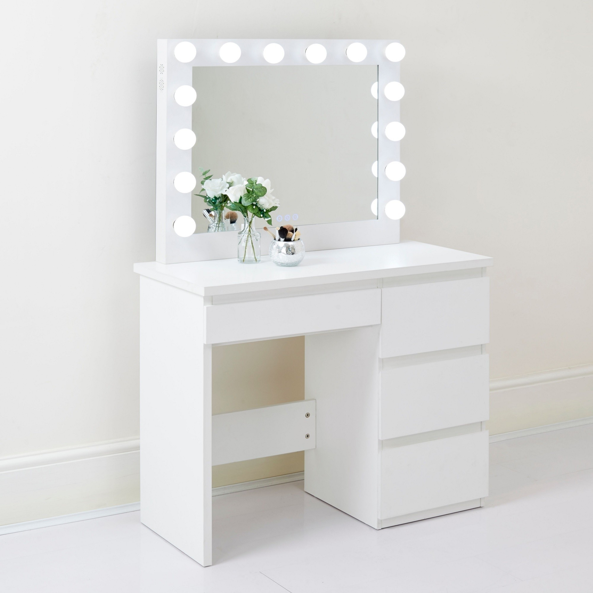 LED Mirror With Dressing Table Bulb Lights Makeup  dressing table with drawers and doors makeup vanity table lighted mirror