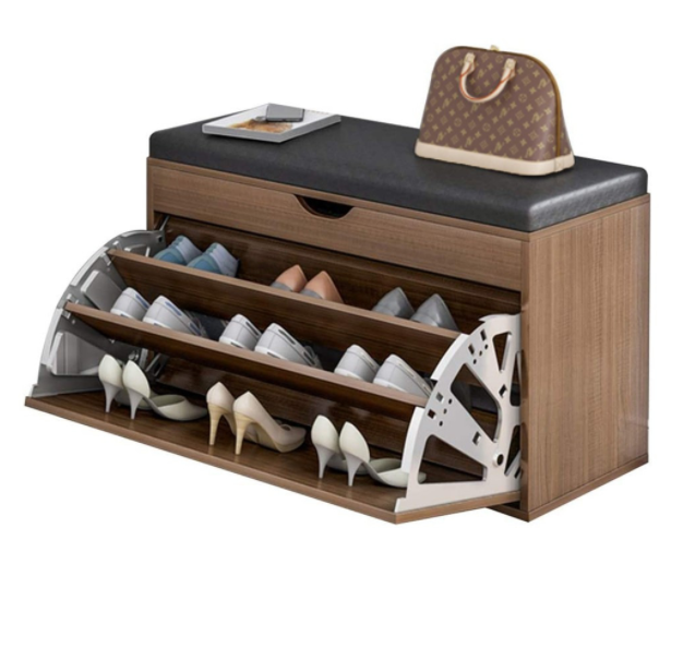 Puff Surface Trunk Shoe Organizer Flip-Down Shoes Rack