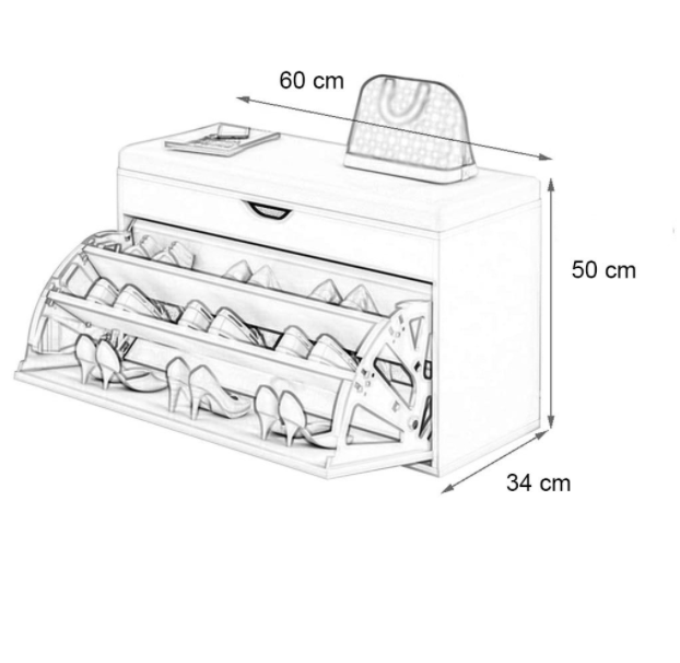 Puff Surface Trunk Shoe Organizer Flip-Down Shoes Rack