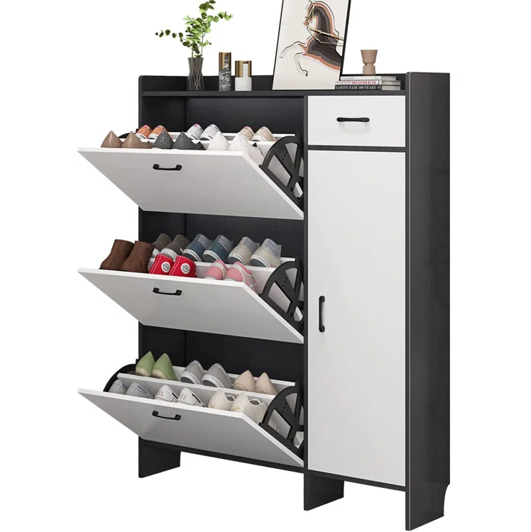 Hidden 24 Pair Stackable Shoe Storage Cabinet Two Door Shoe Cabinet Space Saving Shoe Rack Living Room Furniture