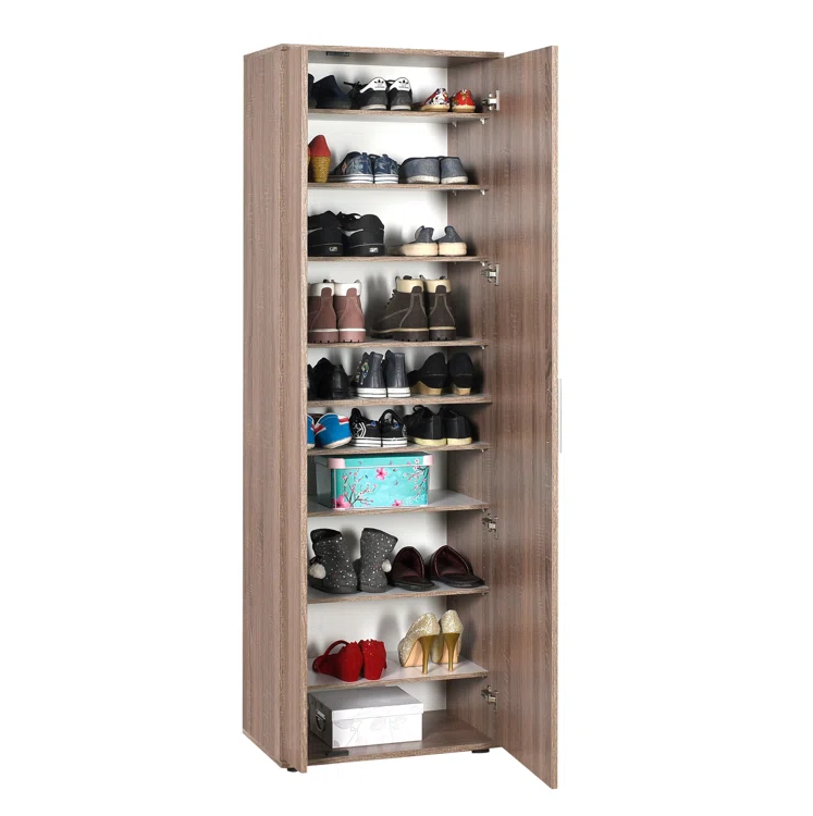 20 Pair Shoe Storage Cabinet Multi-Layer Shoe Cabinet Shoe Rack with Adult Height Mirror Living Room Furniture