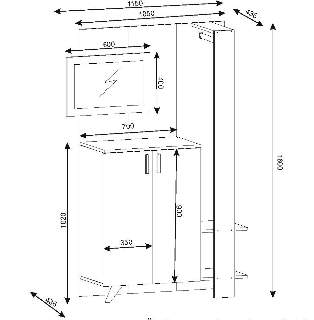 New Design White Shoe Storage Cabinet Hallway Living Room Furniture Shoe Cabinet with Two Doors Shoe Rack with Clothes Hanger