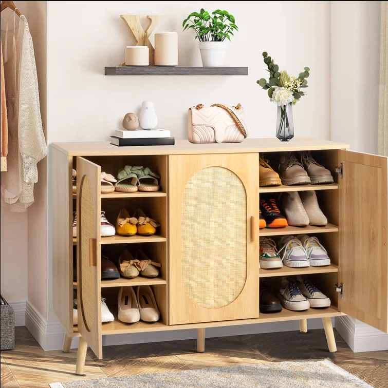 Modern Living Room Furniture Rattan 18 Pair Shoe Storage Cabinet Premium Material Shoe Rack Widely Used Shoe Cabinet