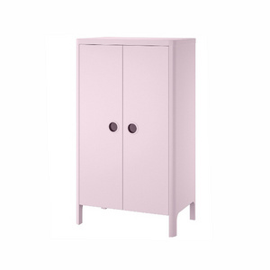 pink color small cloth storage 2 doors pink kids girls wardrobe for home