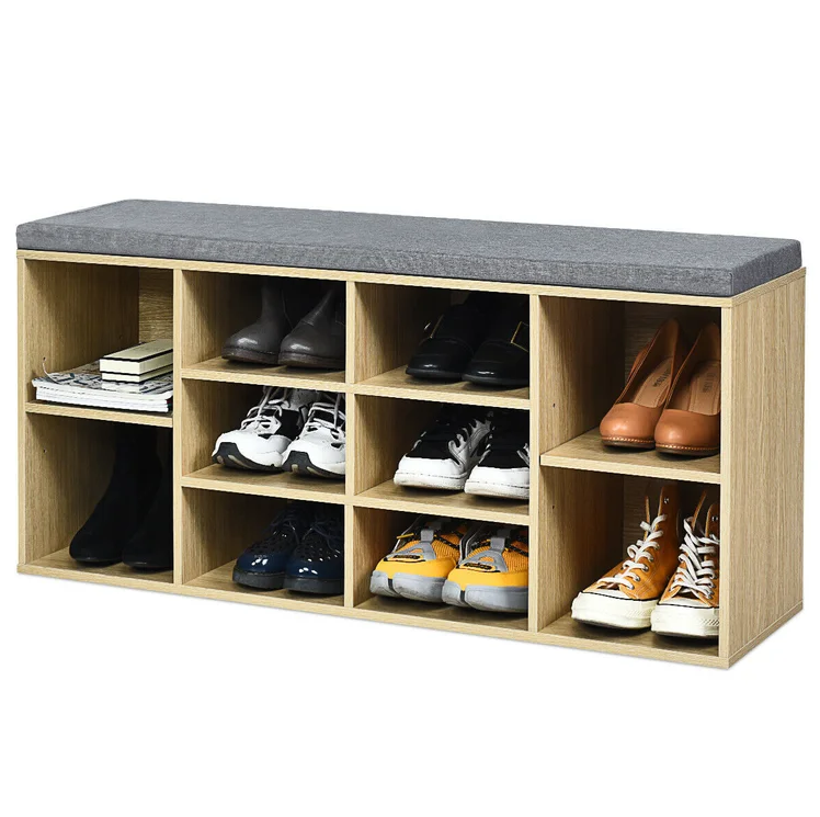 Shoe Bench Hallway Entryway Storage Rack with Cushion Seat Black Shoe Cabinet Shoe Rack Bedroom Furniture