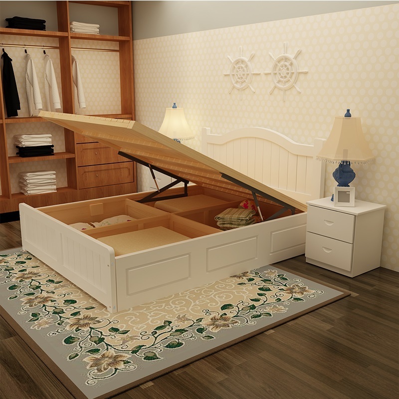 high box storage bed classic king size simple and modern pine cheap wooden box bed designs furniture