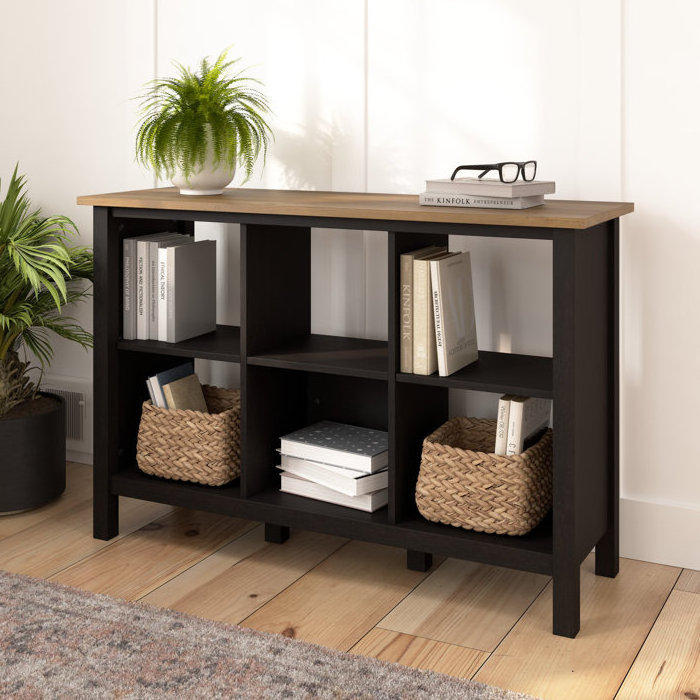 Wooden Bookcase Cabinet Separation Bookshelf with Open Cubbies Free Standing Storage Cabinet