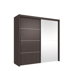 modern furniture wood wardrobe with mirrors design in bedroom