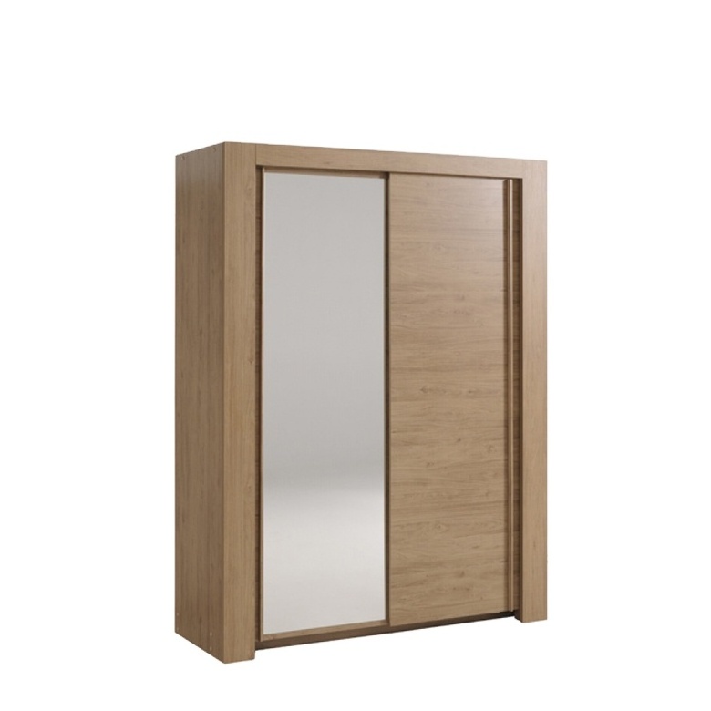 Oak Storage capacity sliding  Wardrobe Armoire Clothes Closet with mirrors