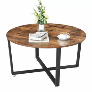 Cross Legs Coffee Table Grey Wooden Coffee Table Top With Metal Legs