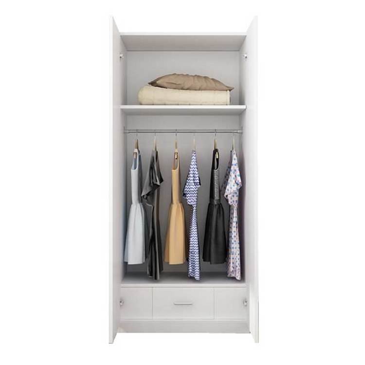 Factory price white elegant bedroom wardrobe Wood Family Wardrobe Armoire Closet