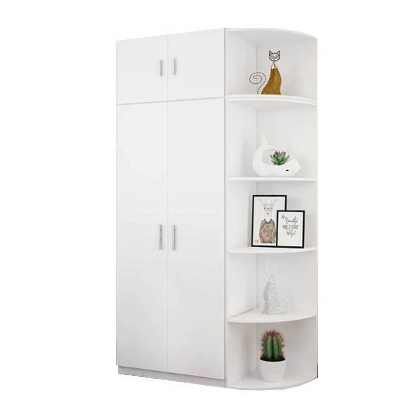 Factory price white elegant bedroom wardrobe Wood Family Wardrobe Armoire Closet