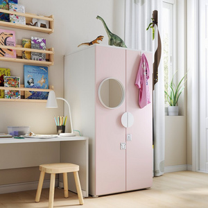 Hot Sale Pale Pink Kids Wardrobe Organizer Bedroom Furniture Bedroom Closet Wardrobe