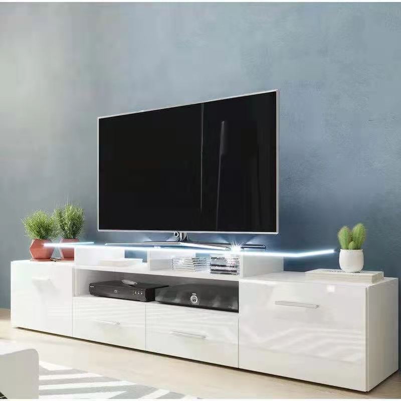 toughened glass TV stand with drawers  for living room high glossy uv tv stand classic glass top wood tv stand cabinets