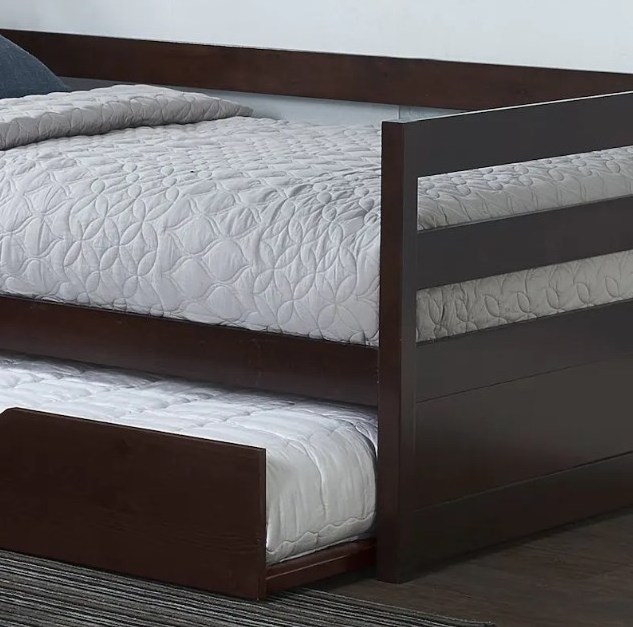 2023 New Design Wooden Daybed For Sale Dark Wooden Single Daybed With Trundle Single Pull Out Bed