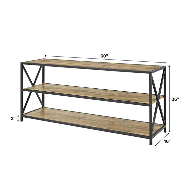 Wholesale Open Bookcase with storage Shelves Iron Metal Wood Industrial Book Shelf