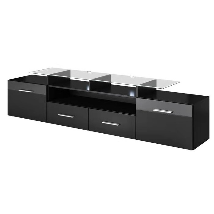 toughened glass TV stand with drawers  for living room high glossy uv tv stand classic glass top wood tv stand cabinets