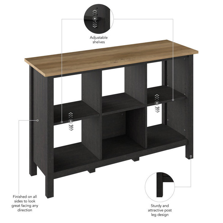 Wooden Bookcase Cabinet Separation Bookshelf with Open Cubbies Free Standing Storage Cabinet