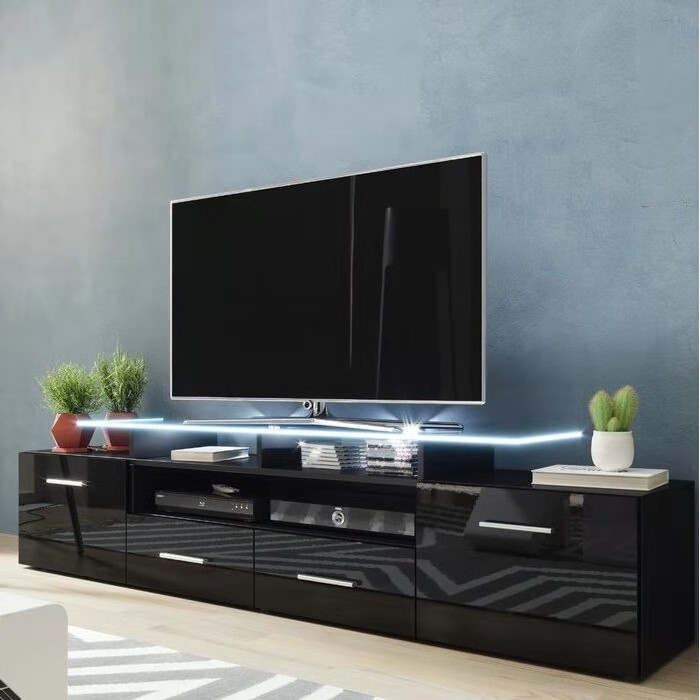 toughened glass TV stand with drawers  for living room high glossy uv tv stand classic glass top wood tv stand cabinets