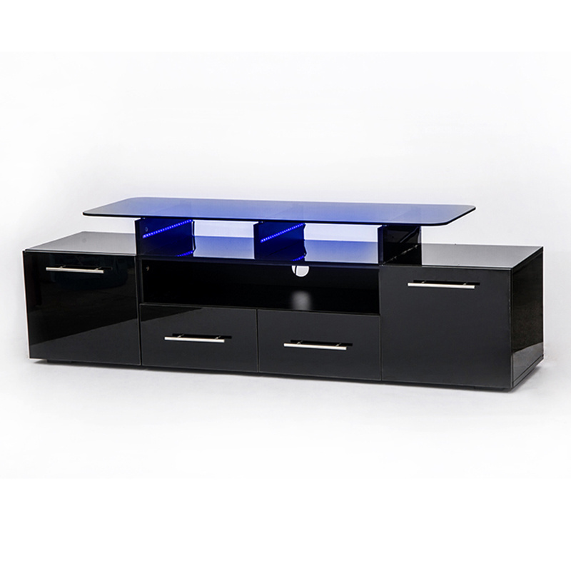 toughened glass TV stand with drawers  for living room high glossy uv tv stand classic glass top wood tv stand cabinets