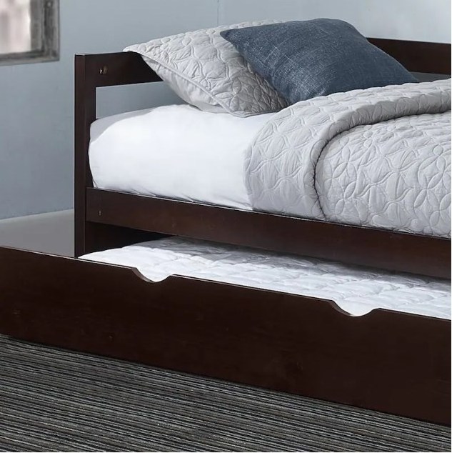 2023 New Design Wooden Daybed For Sale Dark Wooden Single Daybed With Trundle Single Pull Out Bed