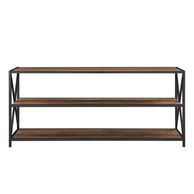 Wholesale Open Bookcase with storage Shelves Iron Metal Wood Industrial Book Shelf