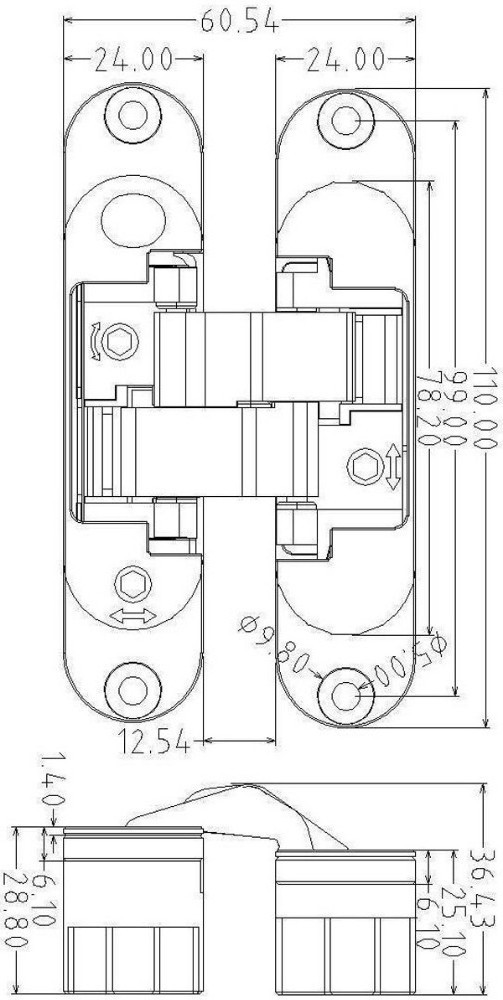 Tectus adjustable concealed Invisible Door Hinges