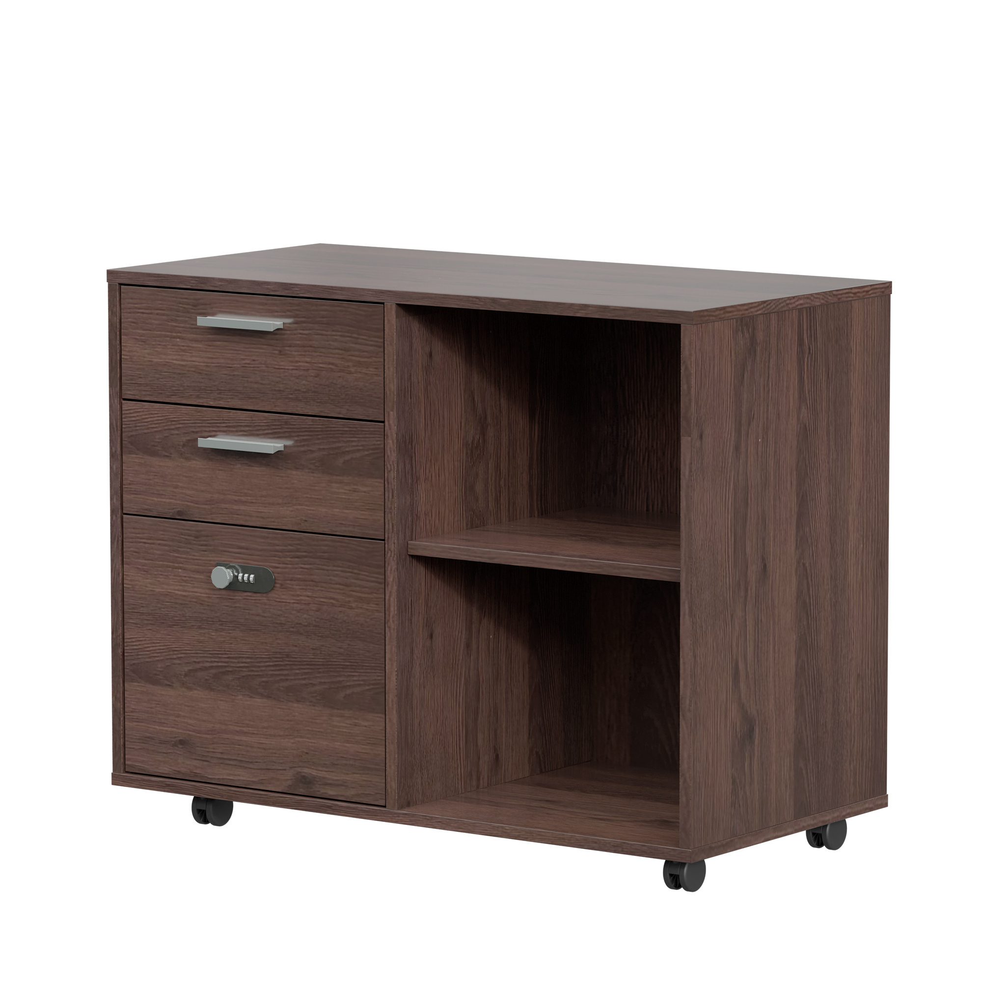 Home Office Desks 3 Drawer Lateral File Cabinet with Lock Mobile Printer Stand with Open Storage Shelf