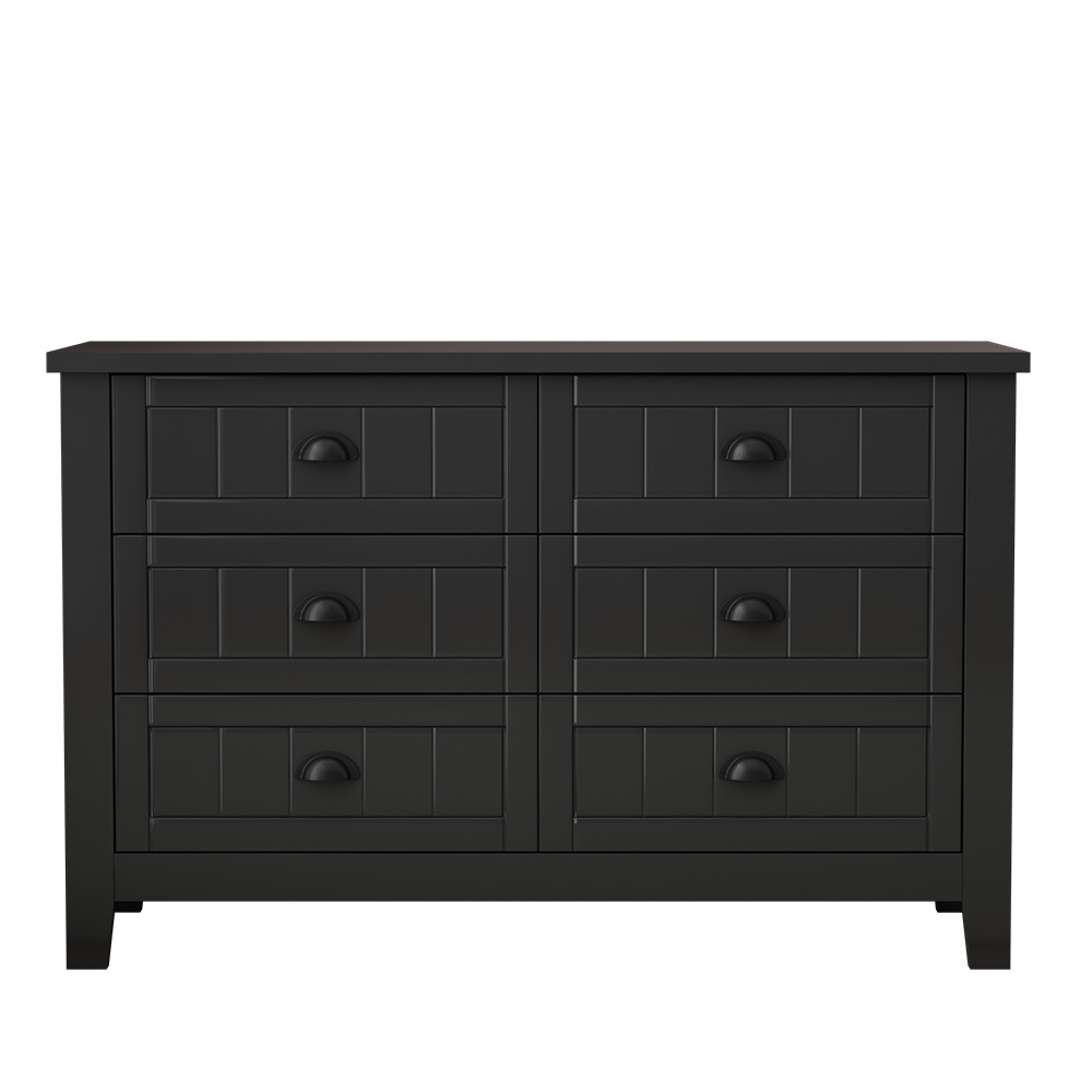 Wooden furniture Bedroom Living Room Storage Cabinets 6 Drawers Black Dresser Chest of Drawers