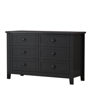 Wooden furniture Bedroom Living Room Storage Cabinets 6 Drawers Black Dresser Chest of Drawers