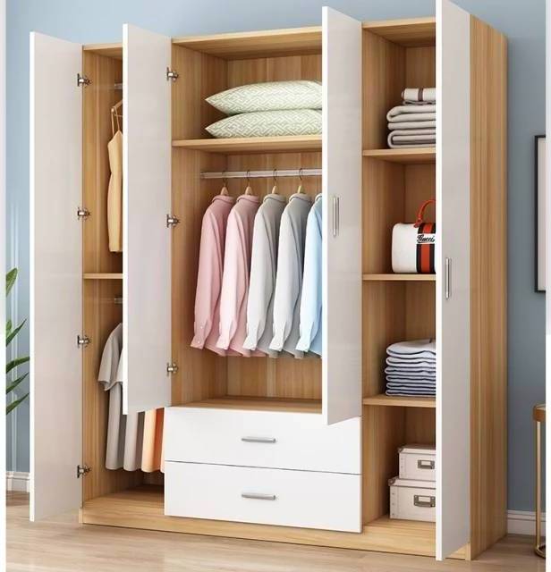 Hot Sale Modern 2020 Cheapest Wardrobe Simple Melamine Wooden 3 Doors 4 Doors Clothes Wardrobe Closet With Mirror