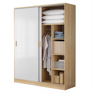 Modern Sliding Door Walkin Closet Shelf Wooden Wardrobes For Bedroom