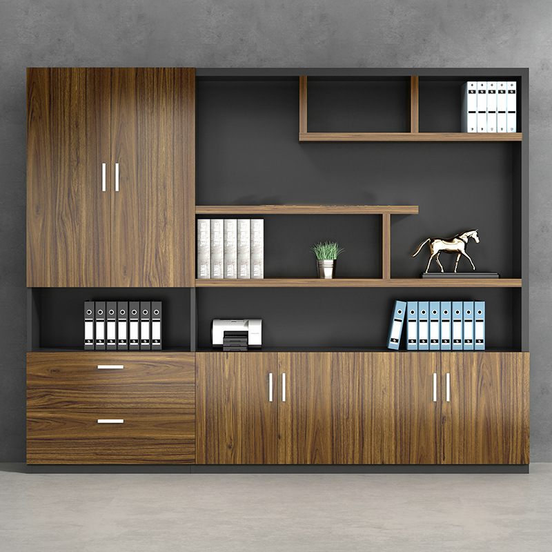 Modern Simple Boss Desk Back Ground Cabinet Office Furniture Wooden Reference Cabinet Bookcase Financial File Locker