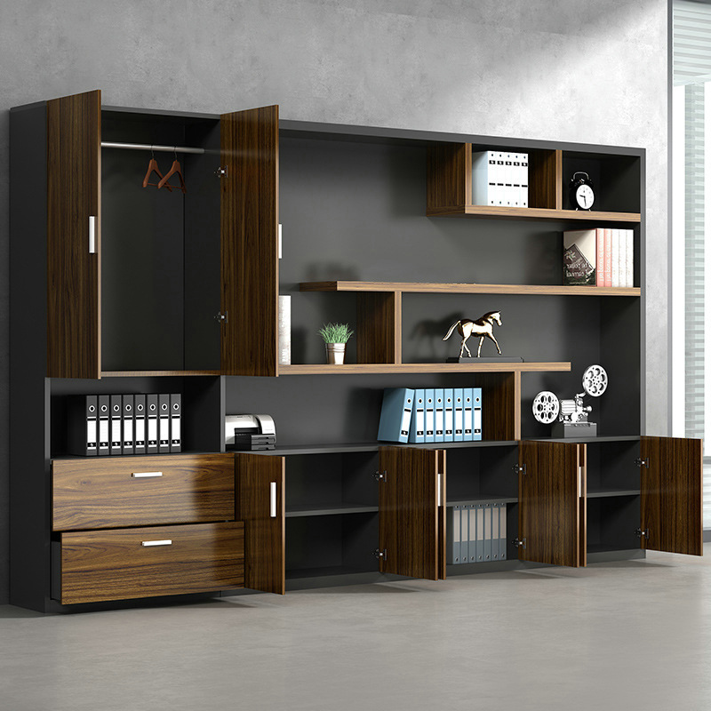 Modern Simple Boss Desk Back Ground Cabinet Office Furniture Wooden Reference Cabinet Bookcase Financial File Locker