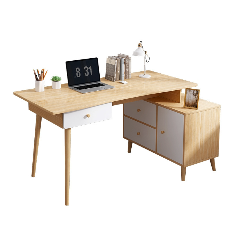 L Shaped Gloss Office Gold Back Storage Computer Task Office Desk Table With Chairs And Monitor Stand