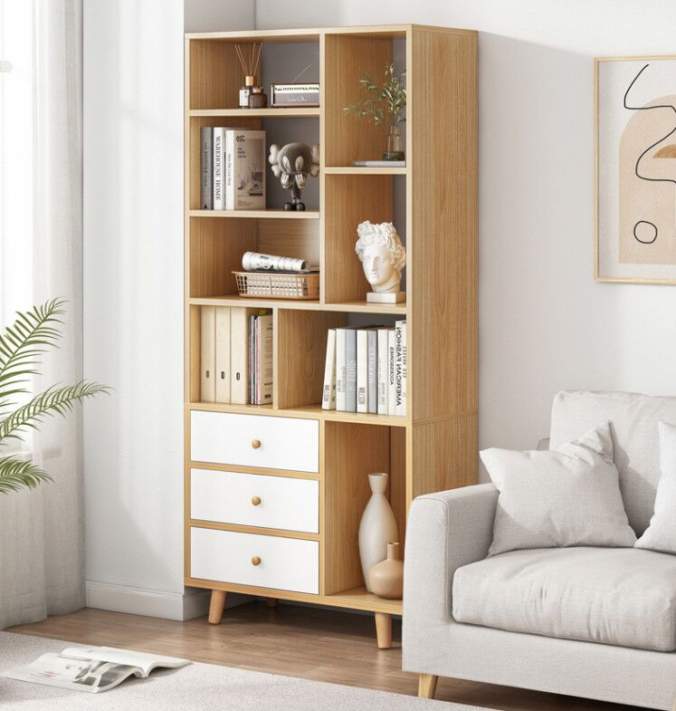 A Wall Hanging Office Room White Black Corner Simple Wooden Bookcases Ladder Shelf Cabinet  Bookshelf For Home