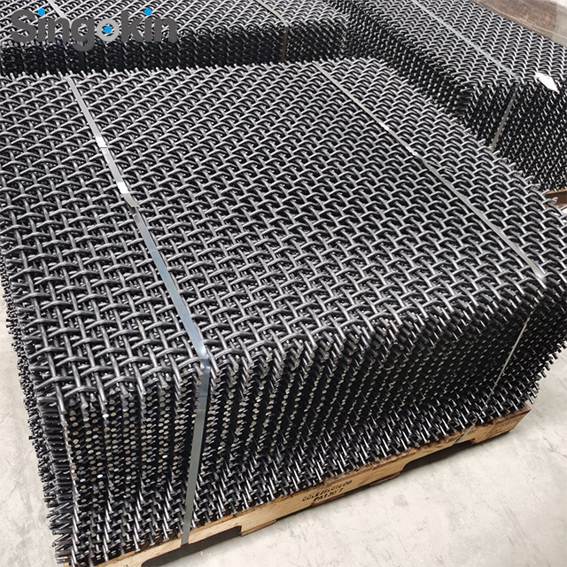 Heavy duty mining crimped wire mesh spring steel HCHT aggregate quarry stone crusher sieve mesh