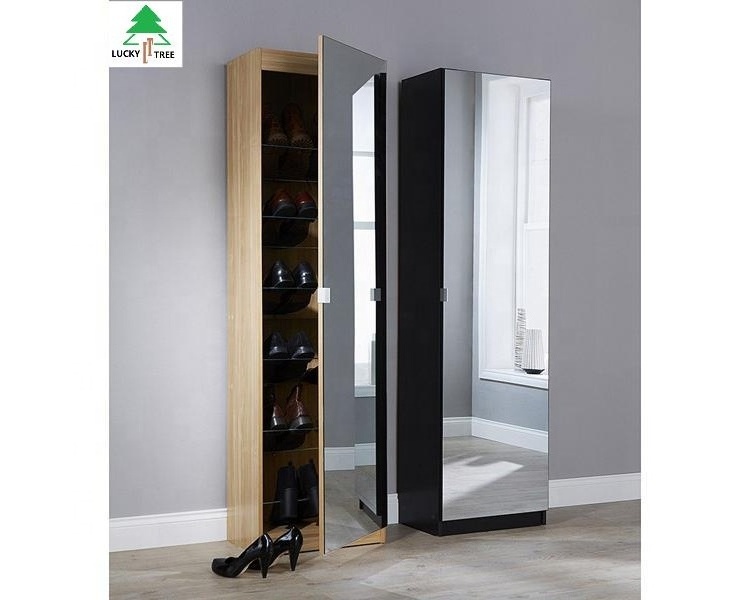 Modern mirrored shoe cabinet wall mounted shoe rack storage cabinet with mirror