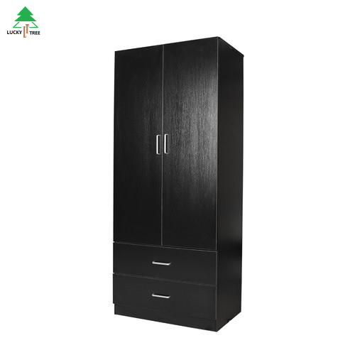 Latest Design Dark Wooden Cabinet Bedroom Furniture Clothes Wardrobe With Mirror