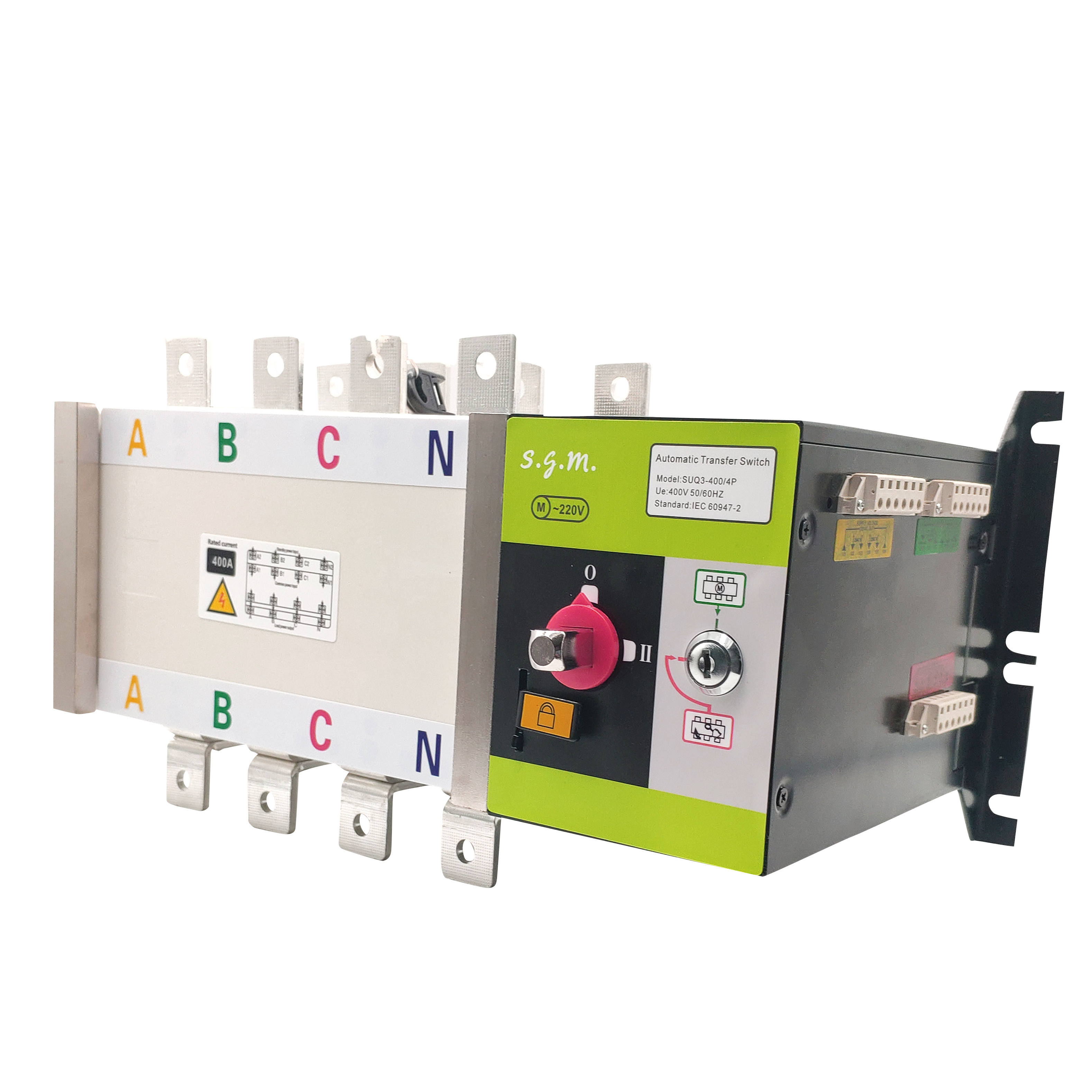 Fast switching Dual Power SGMPOW ATS SUQ3-400A Fire Control 400 Amp 4 Pole Automatic Transfer Switch