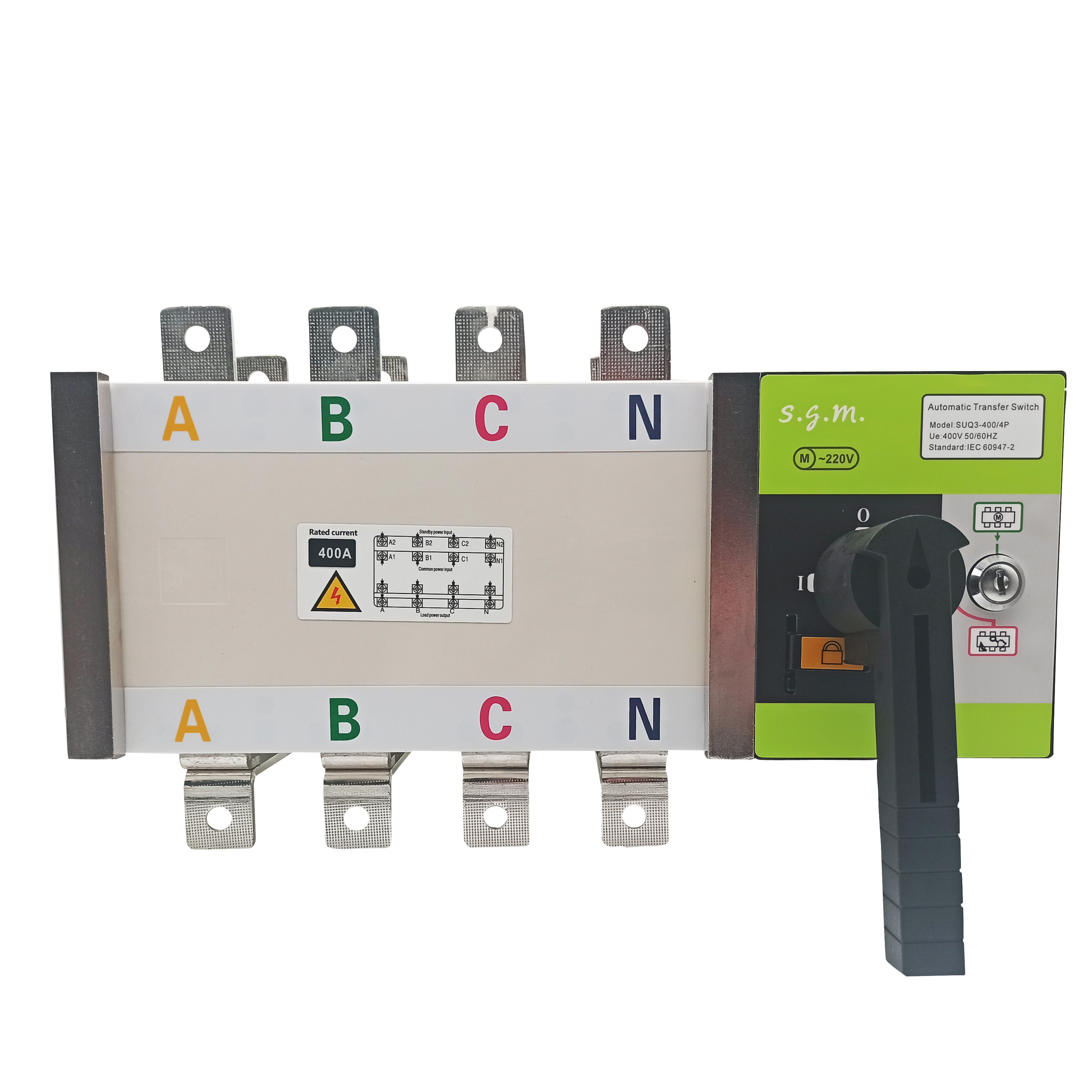 Fast switching Dual Power SGMPOW ATS SUQ3-400A Fire Control 400 Amp 4 Pole Automatic Transfer Switch